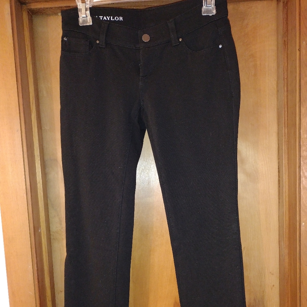 🙂Ann Taylor Womens Black Stretch Skinny Pants Jeans With Pockets Size 2